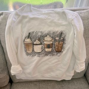 Coffee Lovers White Crewneck Sweatshirt